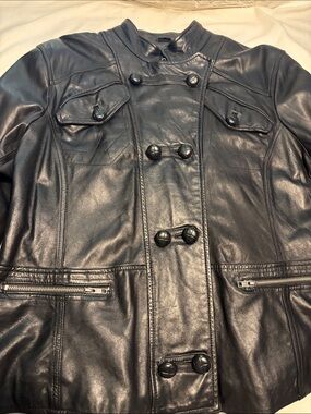 Black Rivet Women's Black Leather Military-Style Jacket